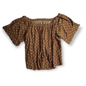 Maurices Juniors Size 1 Brown Polka Dot Blouse